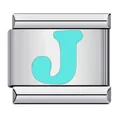 Light green initial J Italian charm module for DIY stainless steel link bracelets - Letter J(J10)