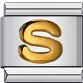 Modulares Edelstahl-Armbandglied für italienische Charms mit goldenem Buchstaben S - Buchstabe S(S19)