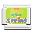 Stainless steel Italian modular bracelet charm featuring a colorful SPRING themed design - Spring Theme Module (YW17)