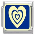 Stainless steel Italian modular charm with blue and cream layered heart pattern for DIY jewelry - Blue Heart Shape (YK16) / Blue/Steel
