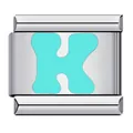 Stainless steel Italian charm link for DIY bracelets with a mint green letter K inlay - Letter K(K11)