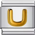 Hochwertiges Edelstahl Italian Charm Glied mit goldenem Buchstaben U für DIY Schmuck - Buchstabe U(U21)