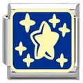 Detailed blue starry sky enamel link charm for Italian style DIY modular bracelet straps - Blue Celestial (YK17) / Blue/Steel