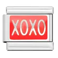 Red enamel Italian modular charm link in stainless steel with XOXO letters design - XOXO Hugs and Kisses Module (YW18)