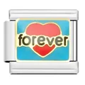 Forever enamel heart Italian charm link in stainless steel for DIY bracelets - Forever Heart Module (YW20)
