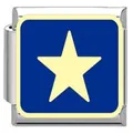 Blue enamel star charm module for Italian DIY modular charm bracelet - Framed Star (YK20) / Blue/Steel