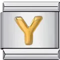 Italienisches Charm-Armband-Glied aus Edelstahl mit einem goldenen Buchstaben Y - Buchstabe Y(Y25)