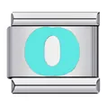 Modular stainless steel Italian charm link featuring a light green letter O for DIY bracelet - Letter O(O15)