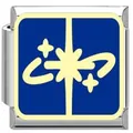 Vintage blue starry sky pattern Italian charm link for DIY bracelet or watch band - Cross Star Dust (YK22) / Blue/Steel