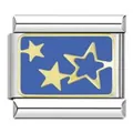 Stainless steel blue enamel star charm link for DIY modular Italian jewelry bracelets - Combined Stars (YK26) / Blue/Steel