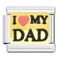 Silver stainless steel Italian charm link featuring 'I Love My Dad' heart design for DIY bracelets - I Love Dad Module (YW26)