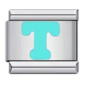 Turquoise letter T stainless steel Italian charm bracelet link module for DIY jewelry - Letter T(T20)