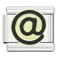 Italian modular bracelet charm link featuring a black @ symbol on a light background. - "@" Symbol Link (YW29)