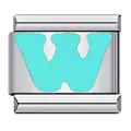 Modular stainless steel Italian charm link featuring a light green cyan letter W for DIY jewelry - Letter W(W23)