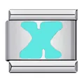 Stainless steel Italian charm module featuring a light green enamel letter X design - Letter X(X24)