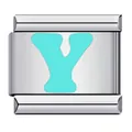 Customizable stainless steel Italian modular charm link with light green letter Y design - Letter Y(Y25)