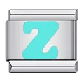 Stainless steel Italian charm modular link with light green initial letter Z design - Letter Z(Z26)