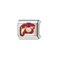 Close-up of retro red telephone charm link for modular DIY stainless steel bracelet - Retro Telephone Style (Y1212) / Red