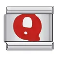 Premium stainless steel Italian charm link featuring a vibrant red lowercase letter q - Red Letter Q