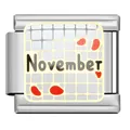 Stainless steel November month charm link for modular DIY bracelets in silver finish - November Charm Module