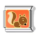 Exquisite stainless steel Italian charm link featuring a cute squirrel on orange - Squirrel Style (DW07) / DW07 Squirrel (Red Background)