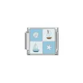 Eslabón de charm italiano personalizable con motivos marinos para pulseras de bricolaje - Velero Concha (HY14)