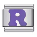 Purple enamel letter R Italian modular charm link for DIY stainless steel bracelets - Letter R (Y135)