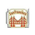 Stainless steel Italian charm link featuring the San Francisco Golden Gate Bridge design - San Francisco Golden Gate Bridge Style (DB12) / Steel