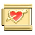 Creative gold-plated stainless steel modular charm with red heart and arrow design - Gold Heart with Arrow 13