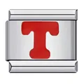 Stainless steel Italian charm with red initial letter T for DIY modular bracelets - Red Letter T