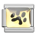 Italian modular link charm in stainless steel featuring a golden amber black paw print design - Gold Animal Paw Print Link (AX08)