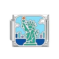 Stainless steel Statue of Liberty enamel link charm for DIY Italian modular bracelet - Statue of Liberty Style (DB13) / Steel