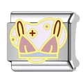 Stainless steel Italian charm bracelet link with cute pink bikini enamel design - Pink Plus Symbol Swimwear Module (YY07)