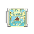 Stainless steel modular bracelet link with enameled India Taj Mahal landmark landscape design - India Taj Mahal Style (DB15) / Steel