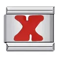 Customizable stainless steel Italian charm bracelet link with red enamel letter X - Red Letter X