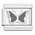 Shiny silver stainless steel butterfly Italian charm for modular DIY jewelry bracelets - Silver Butterfly Pattern (AX11)