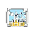 Stainless steel London city landmark Italian modular charm featuring Big Ben enamel - London Big Ben Style (DB18) / Steel