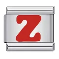 Stainless steel Italian charm link with red initial letter Z for DIY modular bracelet - Red Letter Z
