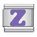 Custom Italian charm bracelet DIY stainless steel link featuring purple letter Z design - Letter Z (Y143)