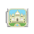 Stainless steel Italian charm modular link with Taj Mahal landscape landmark design - Taj Mahal Style (DB20) / Steel