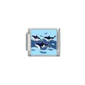 Charm modular italiano con diseño de orca en esmalte para pulseras DIY océano - Tres Orcas (HY22)