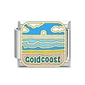 Customizable stainless steel Italian modular charm featuring Gold Coast landscape art - Gold Coast Style (DB21) / Steel