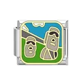 Stainless steel Easter Island Moai landmark charm link for Italian modular bracelet DIY - Easter Island Moai Style (DB22) / Steel