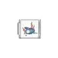 Eslabón italiano de plata con diseño de ostra esmaltada, perla y tema de corales - Concha Coral (HY25)