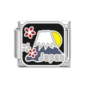 Stainless steel Italian charm link featuring Japan Mount Fuji and cherry blossom design - Japan Mount Fuji Style (DB24) / Steel