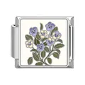 Italian modular charm link featuring a purple and beige pansy floral enamel design. - Pansy (#14)