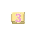 Modulo ciondolo italiano dorato per bracciale fai-da-te con numero 3 in smalto rosa - Numero 3 Rosa (Y2009) / Oro