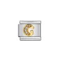 Λεπτομέρεια ατσάλινο modular charm με χρυσό γράμμα G και λαμπερά κρύσταλλα - Γράμμα Η (Y1015) / Μείγμα Ασημί-Χρυσό