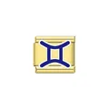 Gemini zodiac symbol gold Italian modular charm link in stainless steel for DIY bracelet - Gemini (Y2089) / Gold/Blue