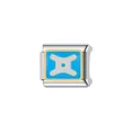 Primo piano del modulo Gemini in smalto blu per bracciale componibile stile italiano - Gemelli (Y380)